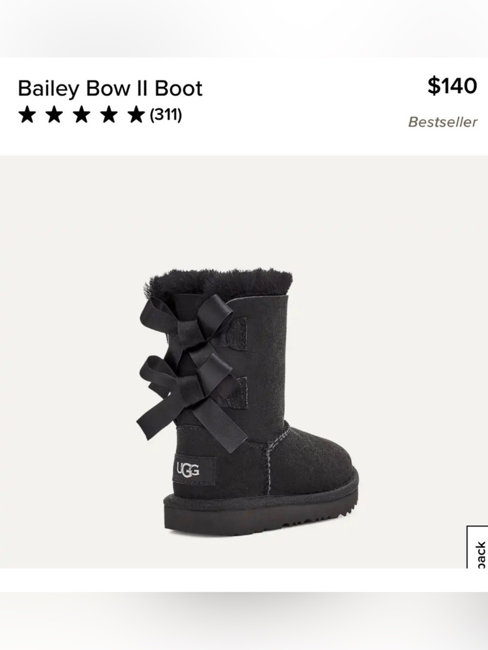 UGG Bailey Bow II Boot Toddler size 10